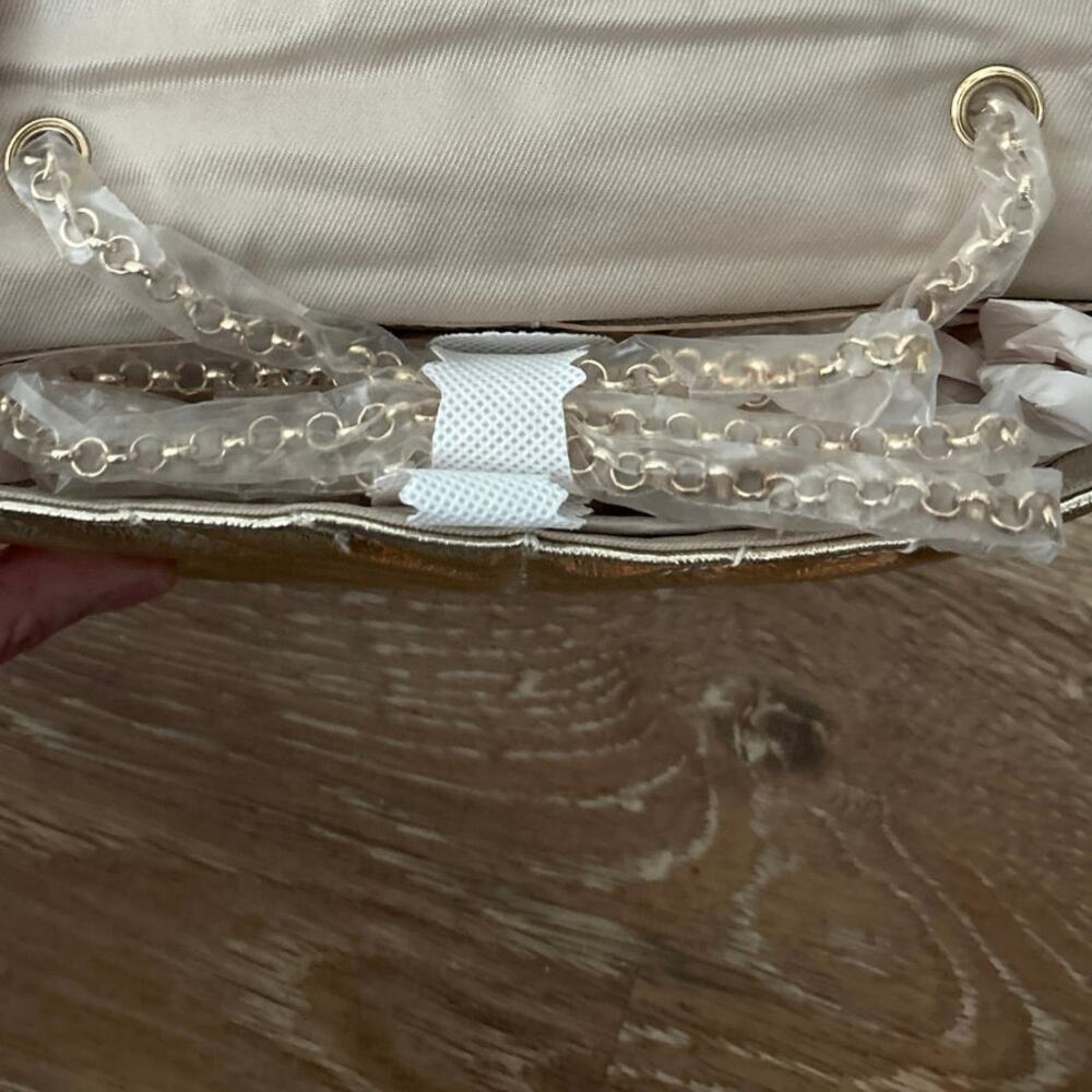 Nicole Miller Small Gold Quilted Chain Strap Shoulder /Crossbody Evening Bag - Picture 6 of 9